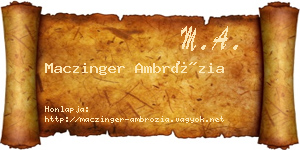 Maczinger Ambrózia névjegykártya